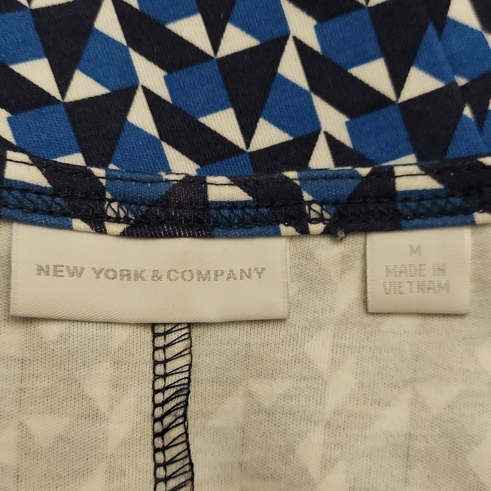 NEW YORK AND CO Geometric Print Pullover Sleeveless Fit and Flare Cotton Dress M - Picture 9 of 11